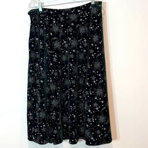 Modcloth Collectif Pacy Festive Star Swing Skirt Emerald Green Women’s 10 rare